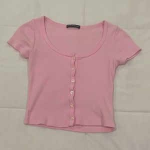 brandy melville pink button up top